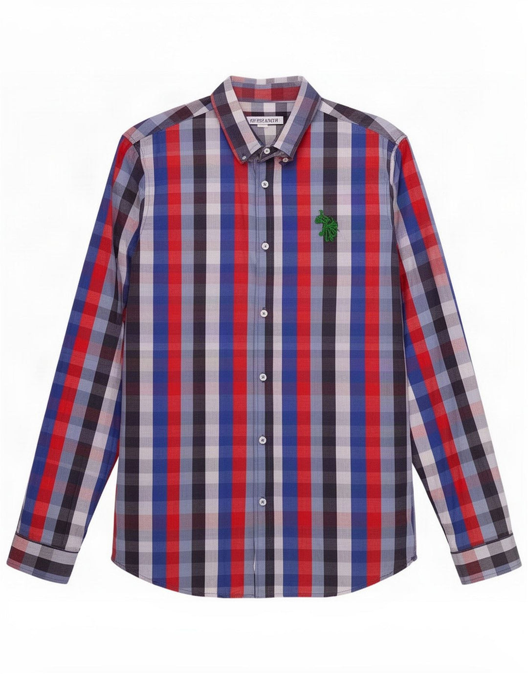 US Polo Assn. Camisa masculina de algodão guingão multicolorido médio
