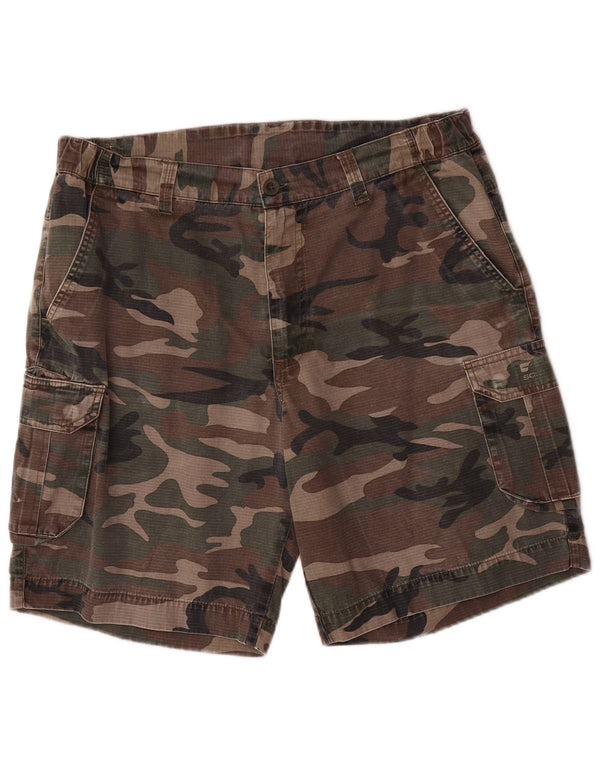 SOLOGNAC Shorts cargo masculino grande W36 cáqui camuflado algodão