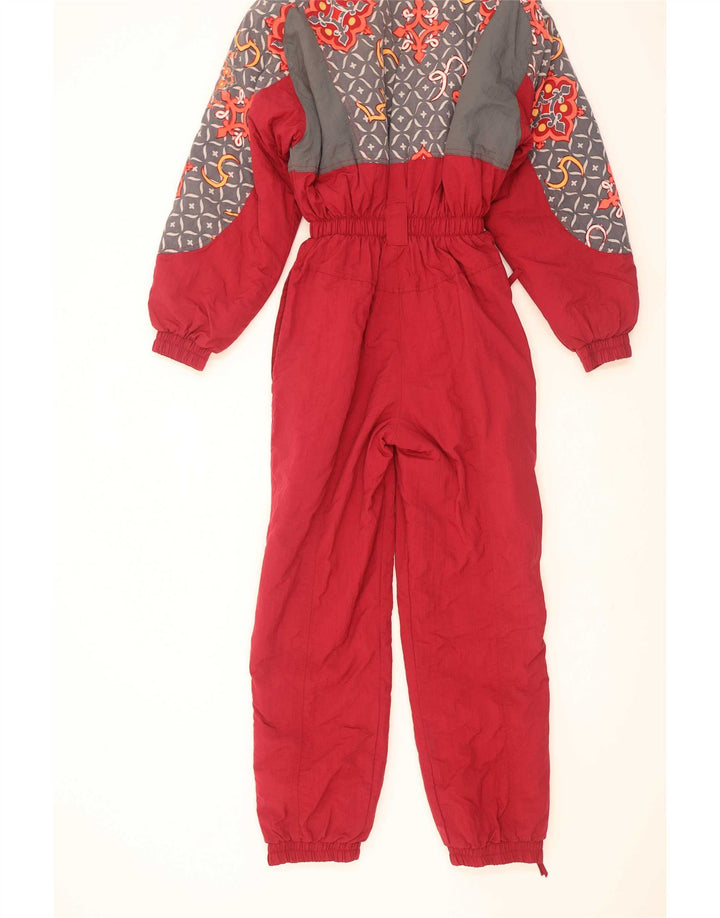 Macacão de esqui feminino X-Cape UK 10 pequeno nylon geométrico vermelho