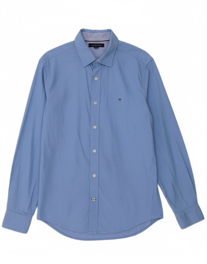 Camisa masculina TOMMY HILFIGER algodão azul médio