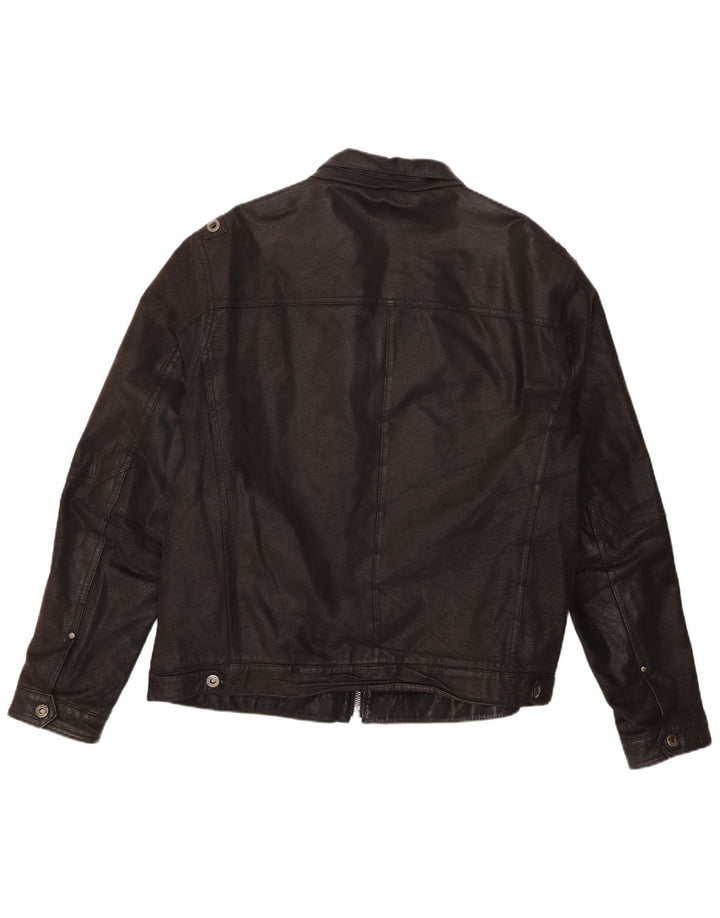 Jaqueta de couro masculina Angelo Litrico UK 42 XL couro preto