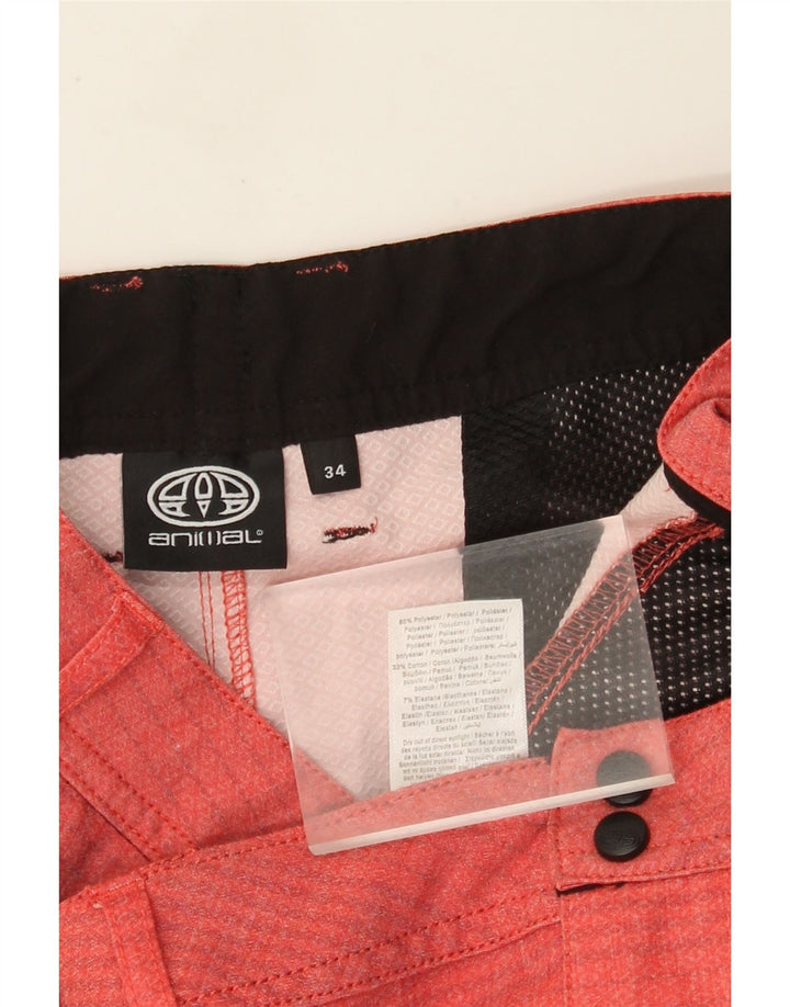 Animal Mens Chino Shorts W34 Grande Algodão Riscas Laranja