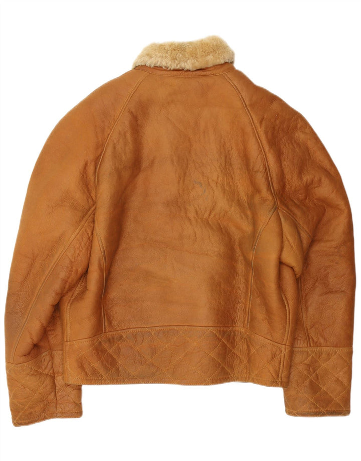Jaqueta masculina VINTAGE Shearling IT 48 Shearling bege médio