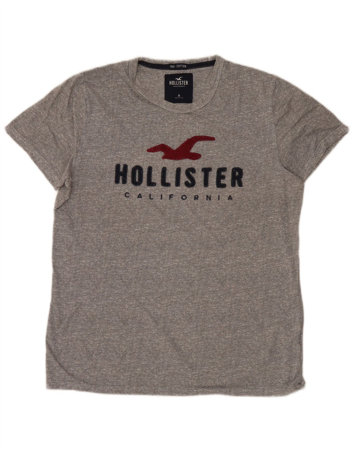 Hollister Camiseta masculina gráfica Top algodão cinza médio