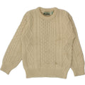 ARANCRAFTS Suéter feminino com gola canoa, Reino Unido, 10 lã bege pequena