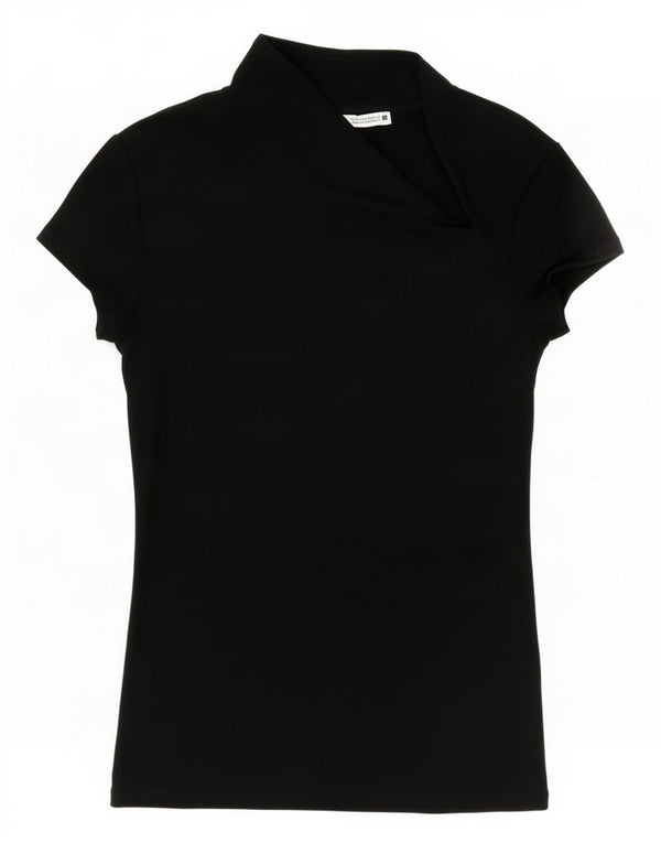 Zara Womens Blouse Top UK 8 Small Navy Blue Cotton