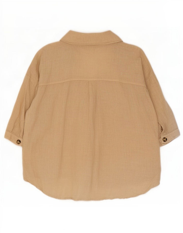 Zara Camisa feminina manga 3/4 Reino Unido 14 Médio Bege