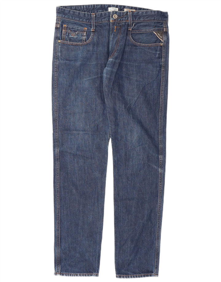 Replay Jeans Slim Masculino W32 L32 Azul Algodão