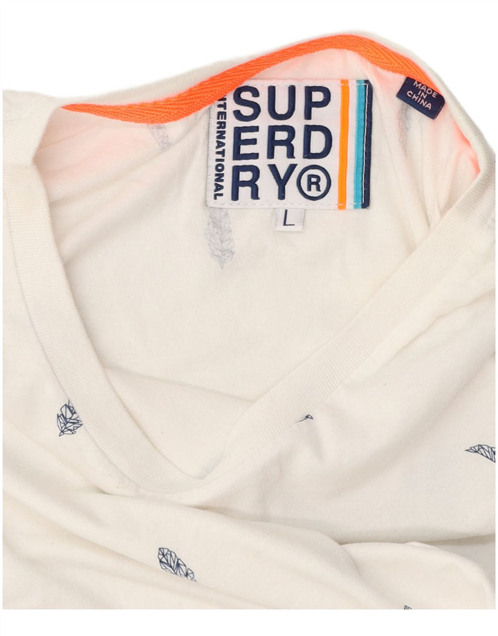 Camiseta gráfica masculina SUPERDRY grande branca