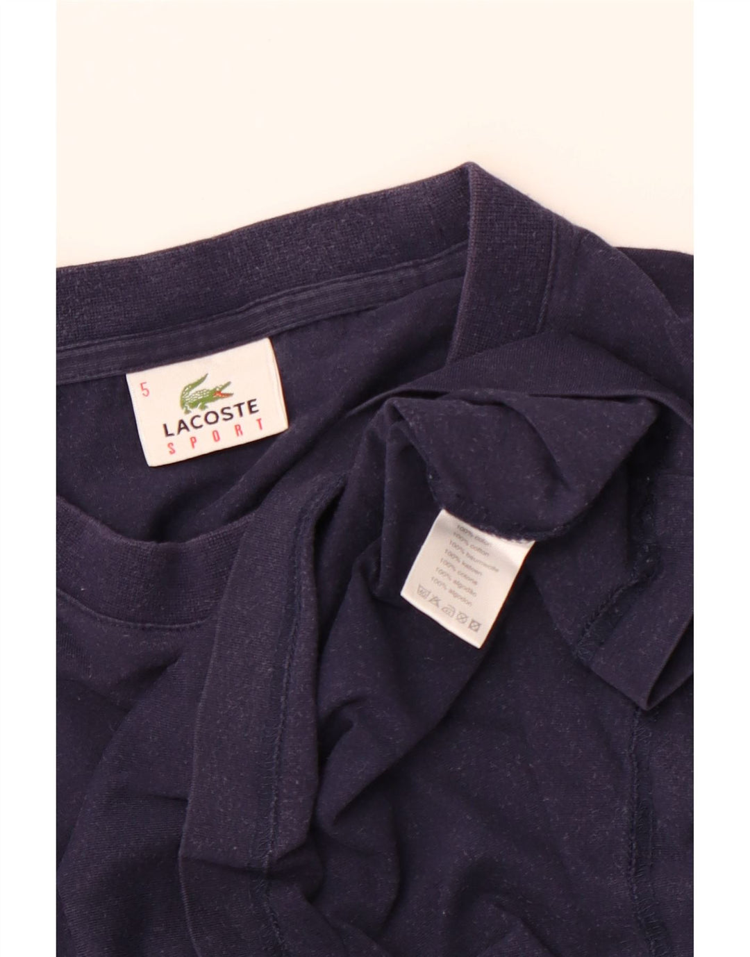 Camiseta masculina LACOSTE tamanho superior 5 grande algodão azul marinho