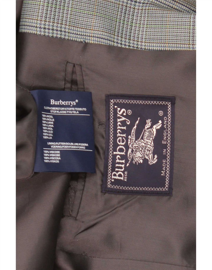 Jaqueta blazer masculina Burberrys com 2 botões Reino Unido 40 grande cinza houndstooth lã