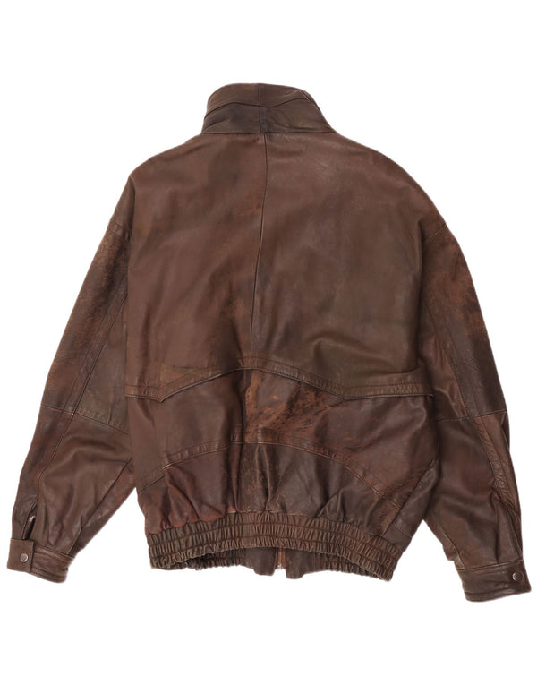 Jaqueta de couro masculina vintage UK 42 XL marrom