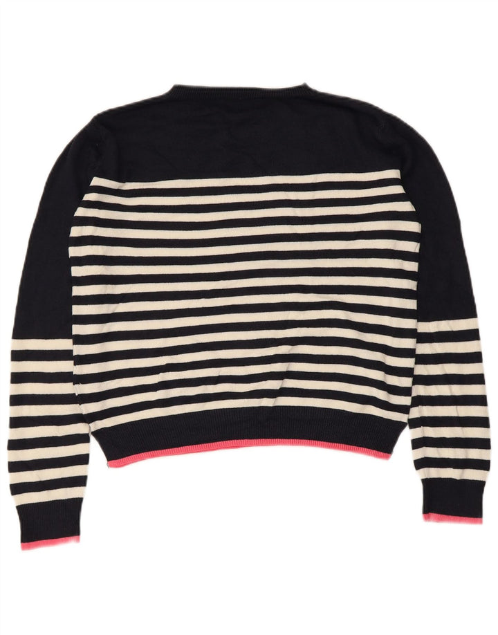 Suéter feminino Marks & Spencer com gola redonda e gola redonda, tamanho pequeno, azul marinho