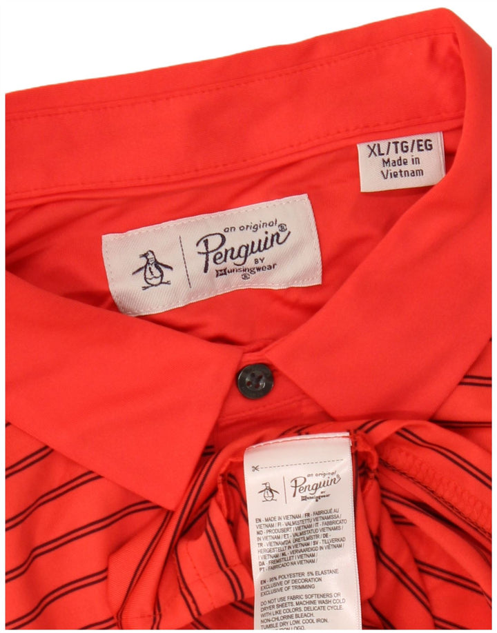 Camisa polo masculina PENGUIN XL poliéster listrado vermelho