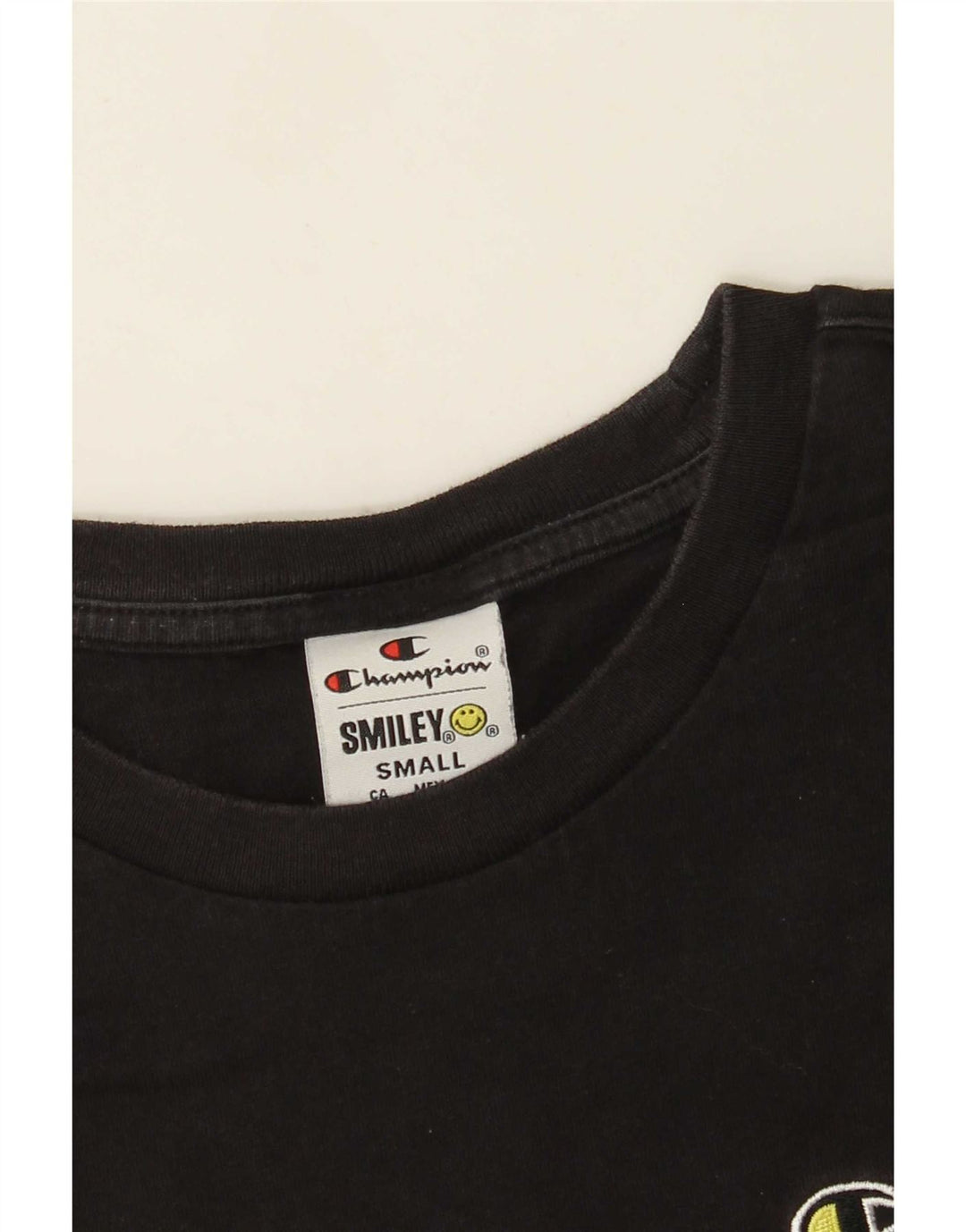 Camiseta masculina Smiley Champion pequena preta