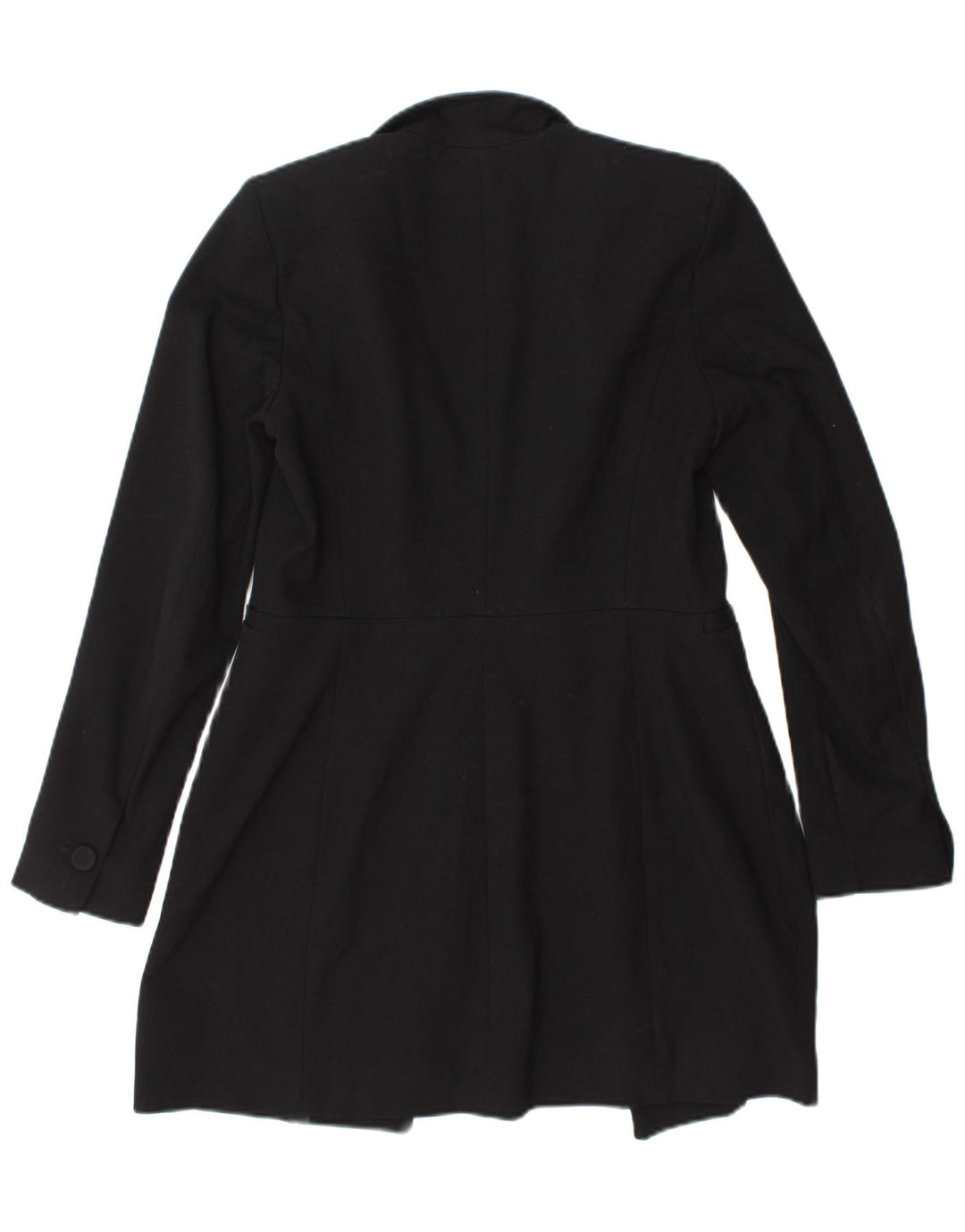 Zara Womens Longline Blazer Jacket UK 10 Pequeno Poliéster Preto