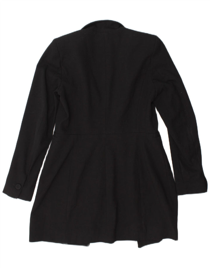 Zara Womens Longline Blazer Jacket UK 10 Pequeno Poliéster Preto