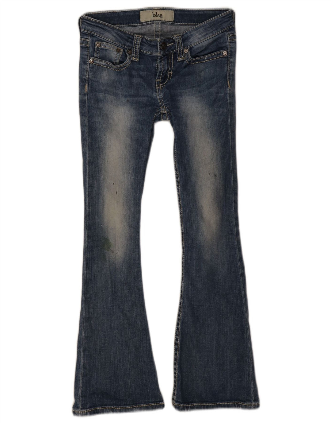 Jeans femininos BKE alargados desgastados 9-10 anos W24 L25 azul