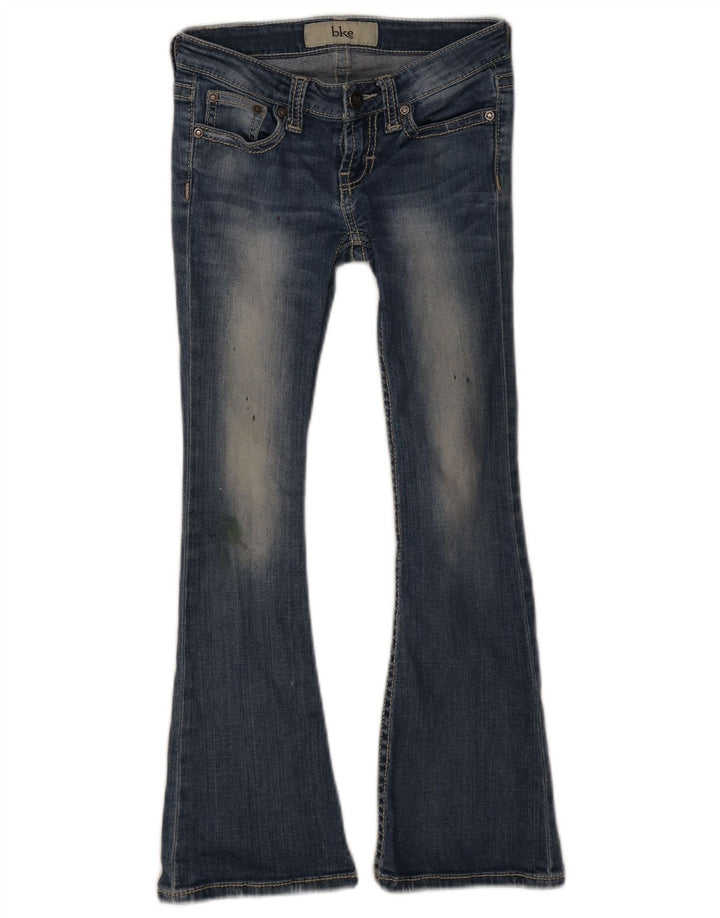 Jeans femininos BKE alargados desgastados 9-10 anos W24 L25 azul