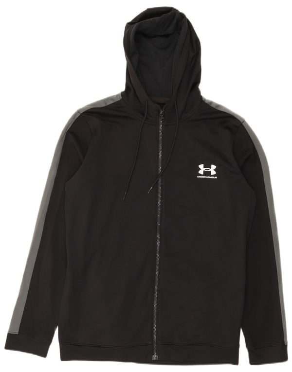 Suéter masculino com capuz e zíper Under Armour médio preto colorblock poliéster
