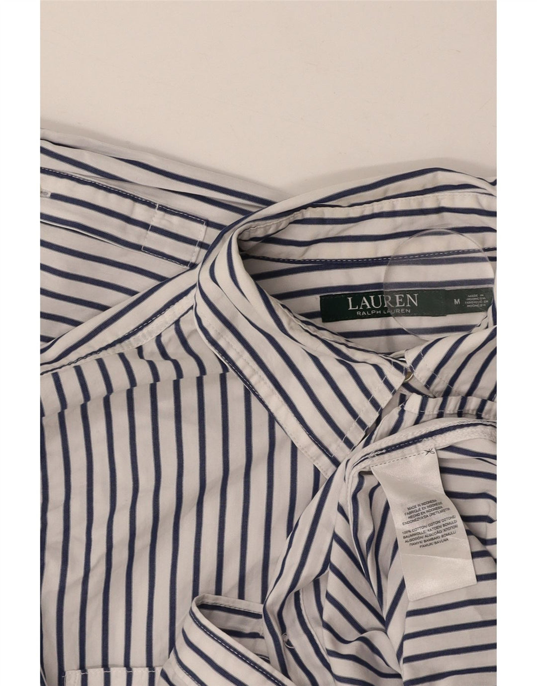 Camisa feminina RALPH LAUREN Reino Unido 14 algodão listrado branco médio