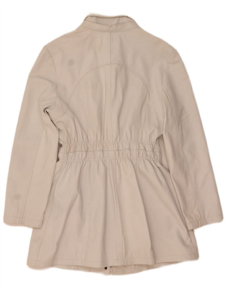 Jaqueta de couro feminina vintage IT 50 XL branca