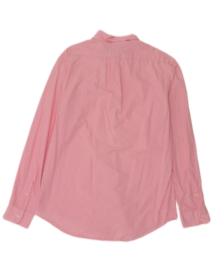 Camisa masculina Ralph Lauren com ajuste personalizado, algodão guingão rosa médio