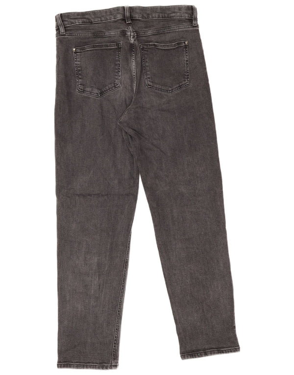 Calça jeans feminina Marks & Spencer Boyfriend Straight UK 12 médio W32 L28 cinza