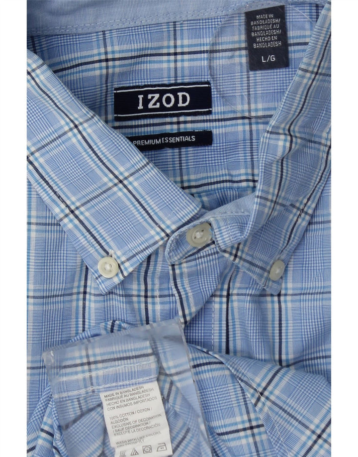 Camisa masculina IZOD grande algodão xadrez azul