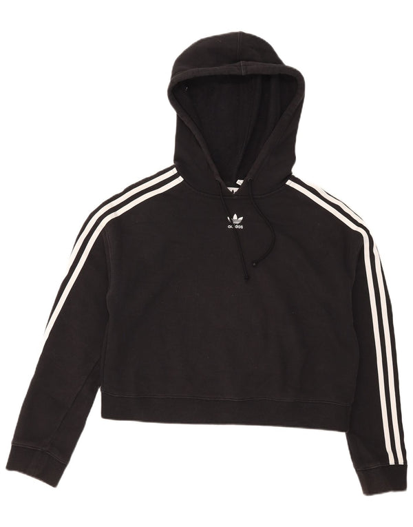 Adidas Womens Crop Oversized Moletom Jumper Reino Unido 10 Pequeno Algodão Preto