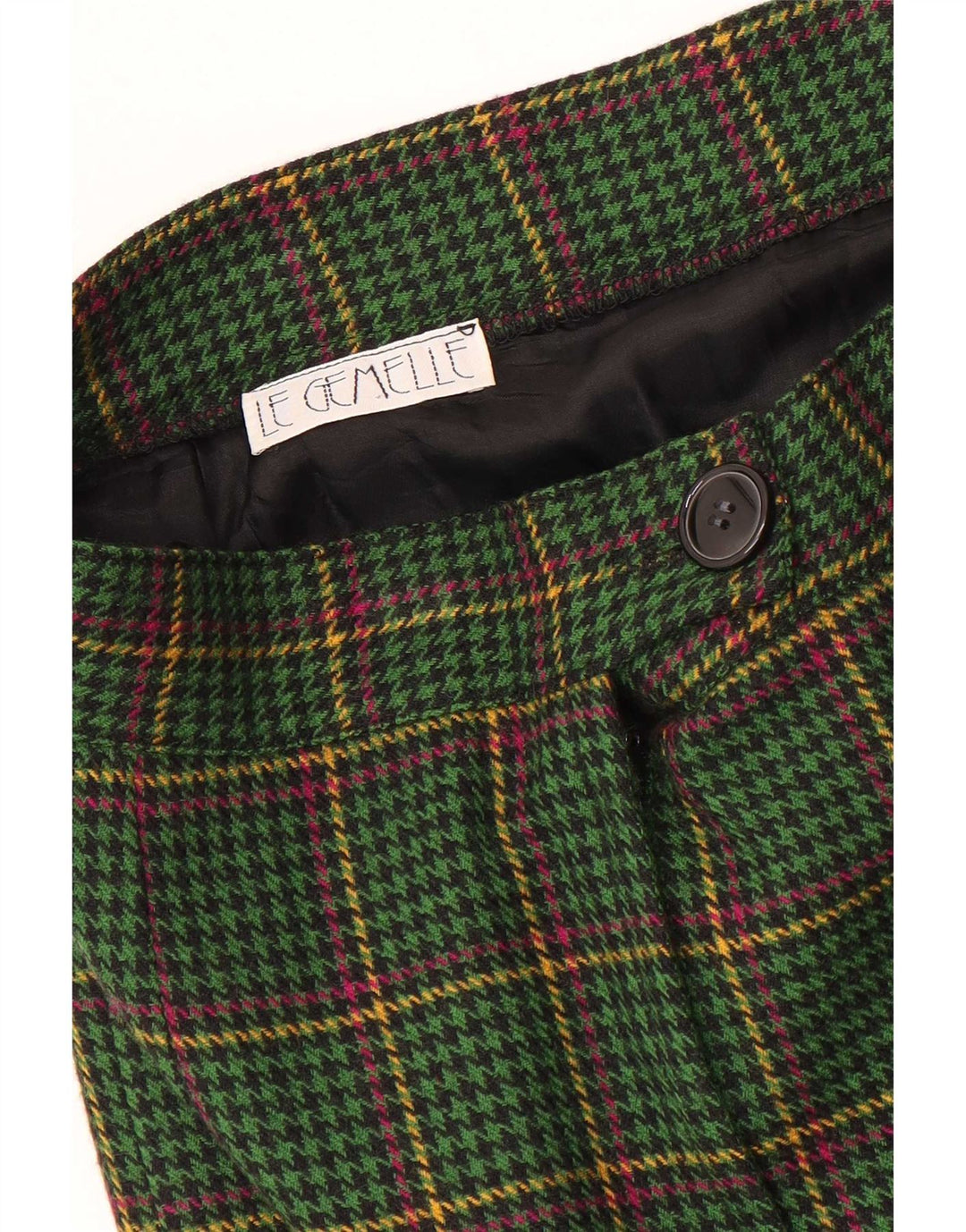Saia reta feminina vintage W28 houndstooth verde médio
