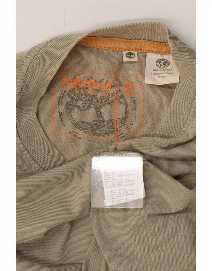 Timberland Camiseta masculina gráfica top pequeno algodão cáqui