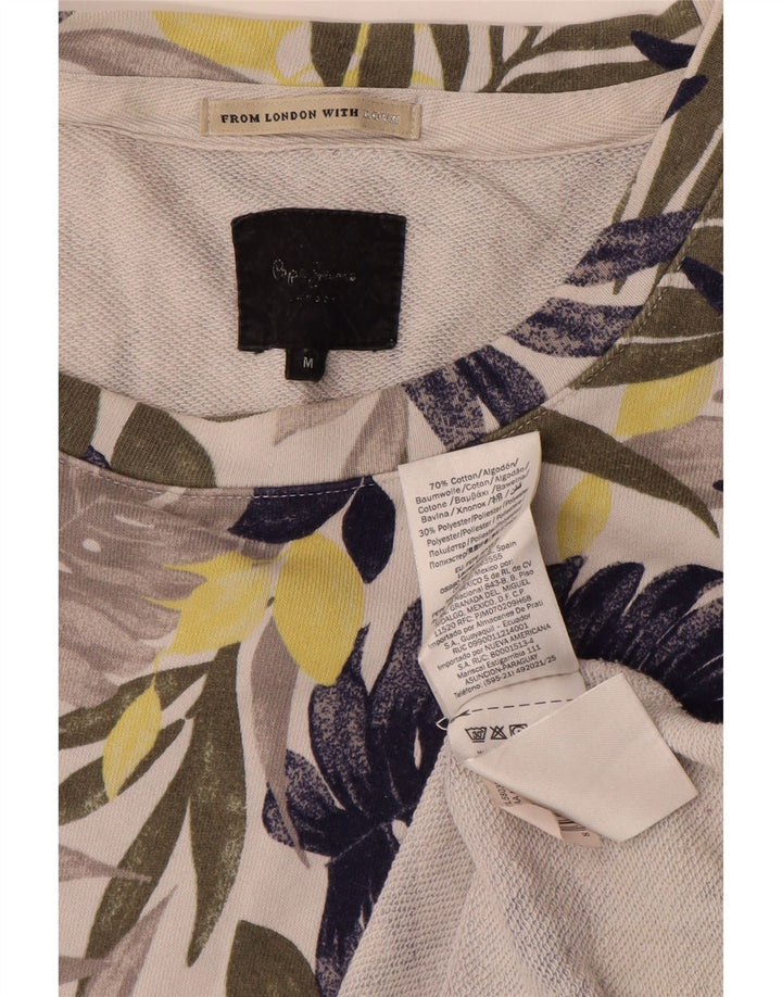 PEPE Jeans moletom feminino oversized jumper UK 14 médio off white floral