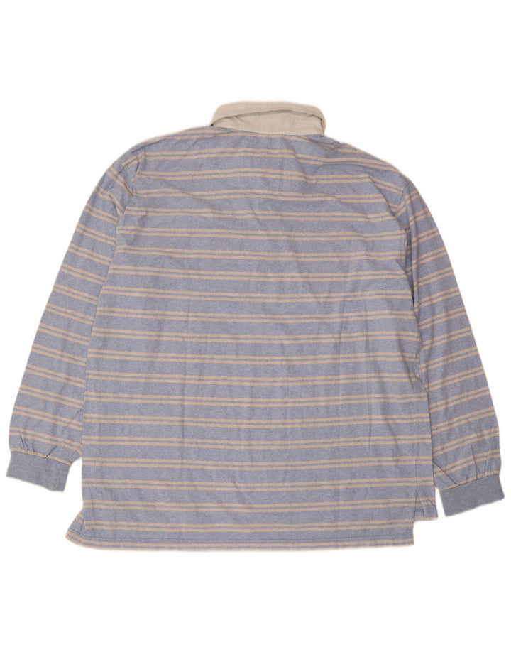 Camisa polo masculina de manga comprida Slam 2XL algodão listrado azul