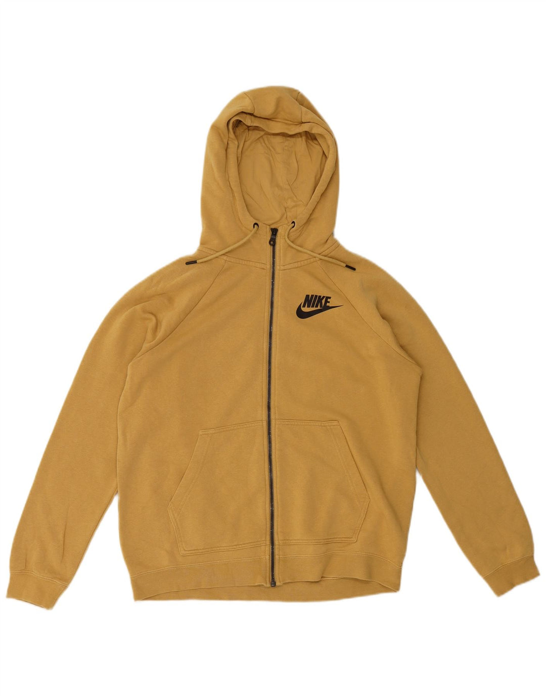 Suéter Nike masculino com capuz e zíper médio algodão amarelo