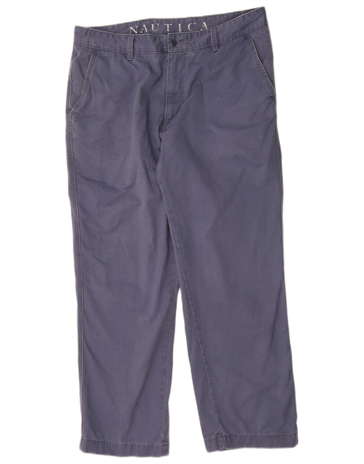 Calça chino reta masculina NAUTICA W36 L30 azul algodão clássico