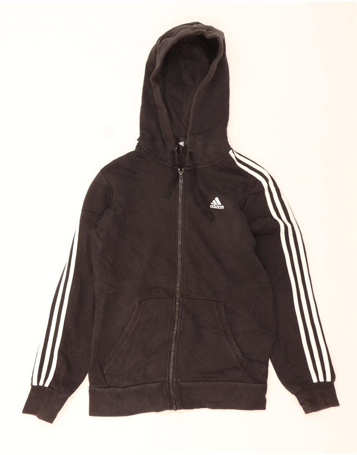 Suéter adidas feminino com capuz e zíper UK 14 médio preto