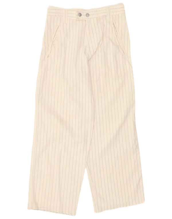 Calça feminina Armani com perna larga W28 L27 risca de giz bege