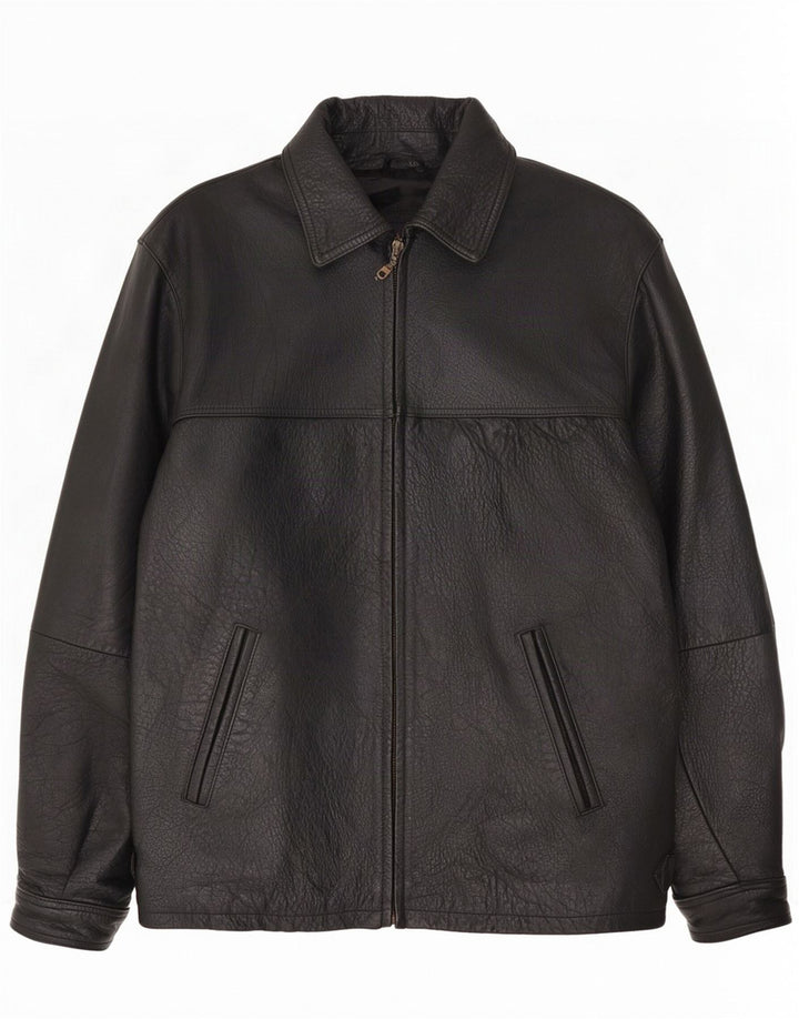 Jaqueta de couro masculina Allison Wingate IT 50 grande preta