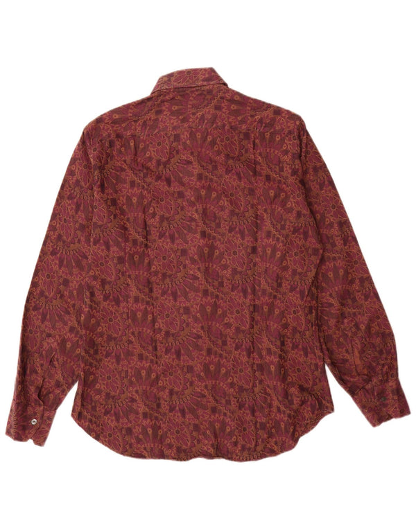 Camisa masculina vintage tamanho 40 15 médio floral borgonha
