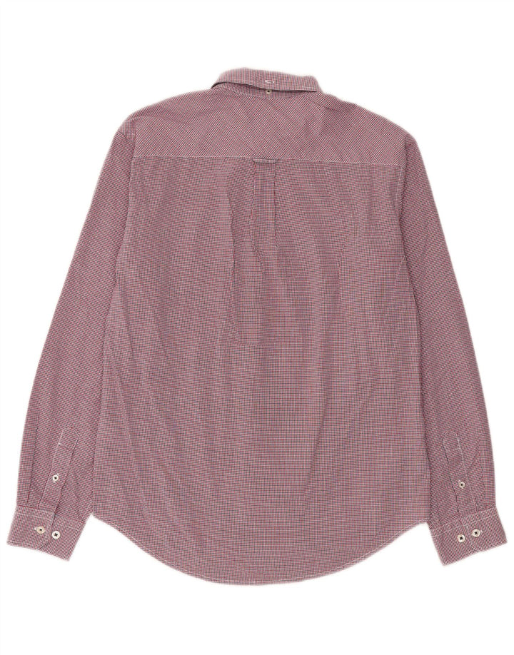 Camisa masculina Ben Sherman de algodão xadrez vermelho médio