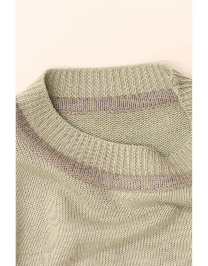 Suéter feminino VINTAGE com gola tartaruga Reino Unido 16 grande estampa animal verde