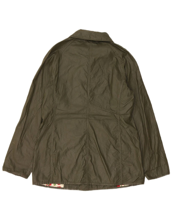 Jaqueta feminina de algodão encerado Barbour UK 10 pequena cáqui