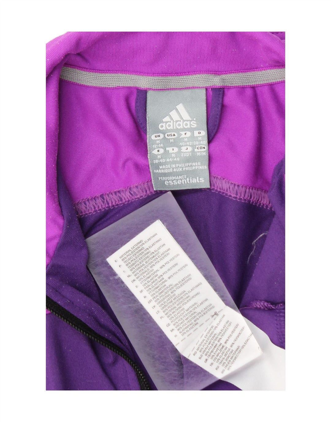 Adidas Womens Tracksuit Top Jacket UK 12/14 Médio Roxo Colorblock