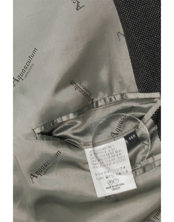 Aquascutum Jaqueta Blazer Masculina com 2 Botões Reino Unido 46 3XL Lã Cinza