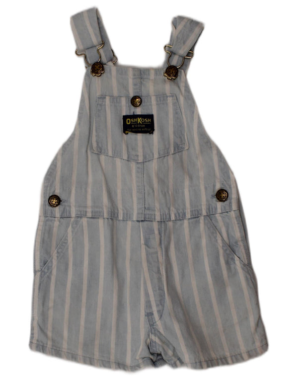 Shorts jeans Osh Kosh Boys Dungarees 3-4 anos W22 algodão listrado azul