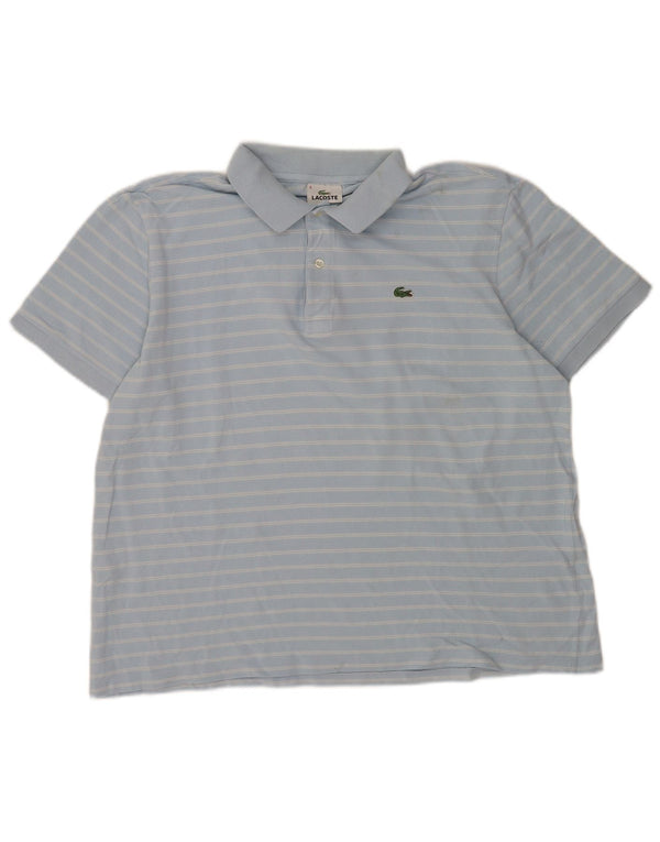 Lacoste Mens Polo Shirt Size 6 XL Blue Striped Cotton