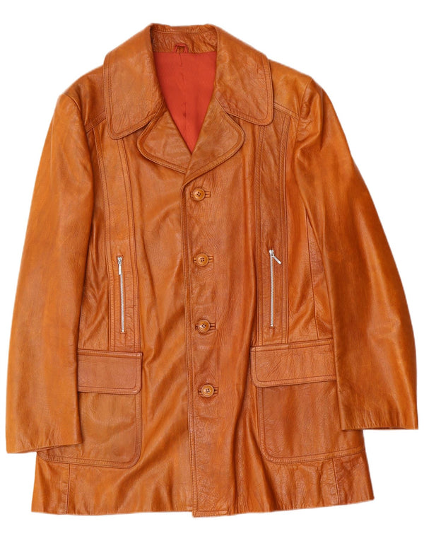 Jaqueta de couro masculina vintage UK 38 marrom médio