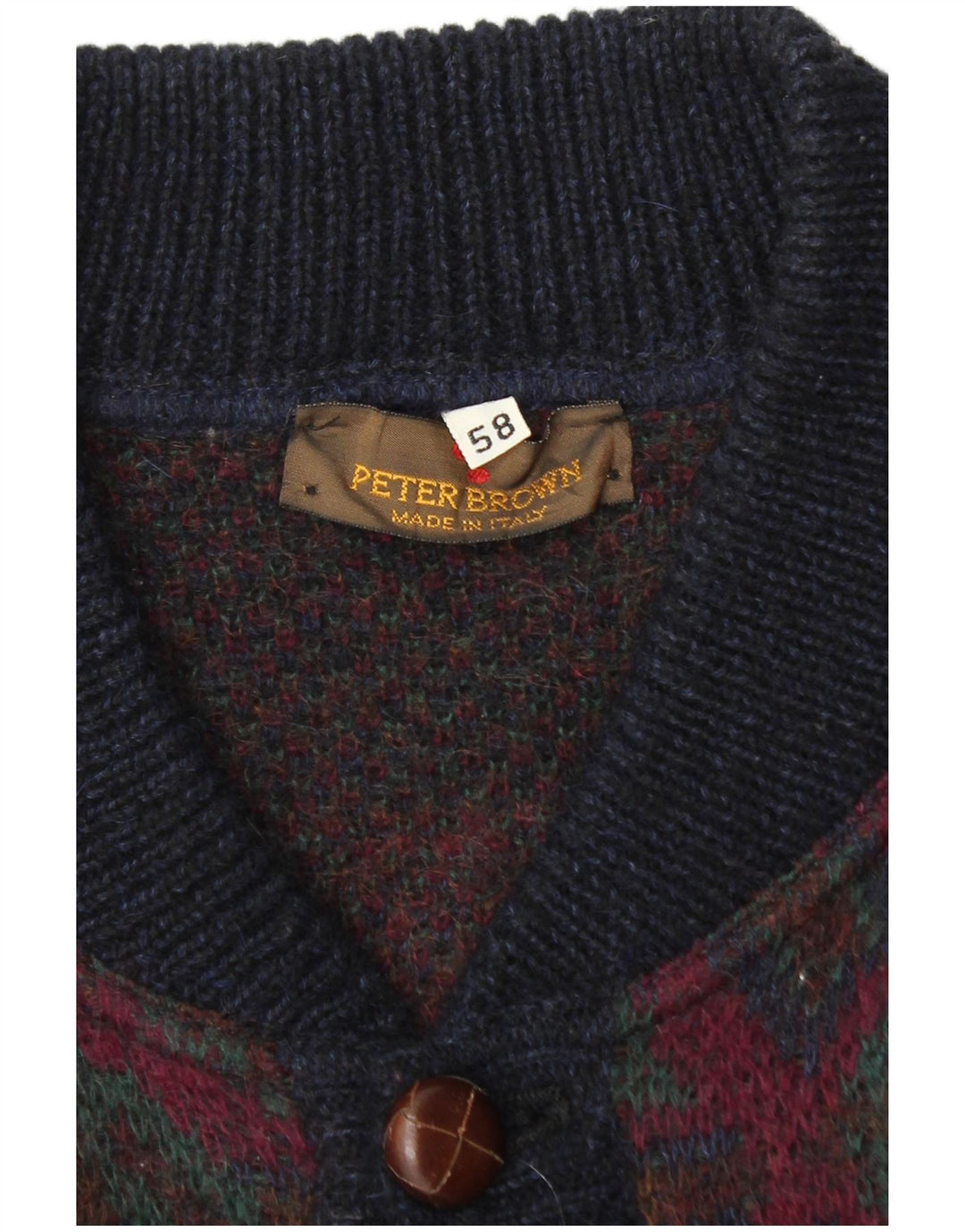 Suéter cardigã masculino PETER BROWN IT 58 3XL Borgonha Fair Isle