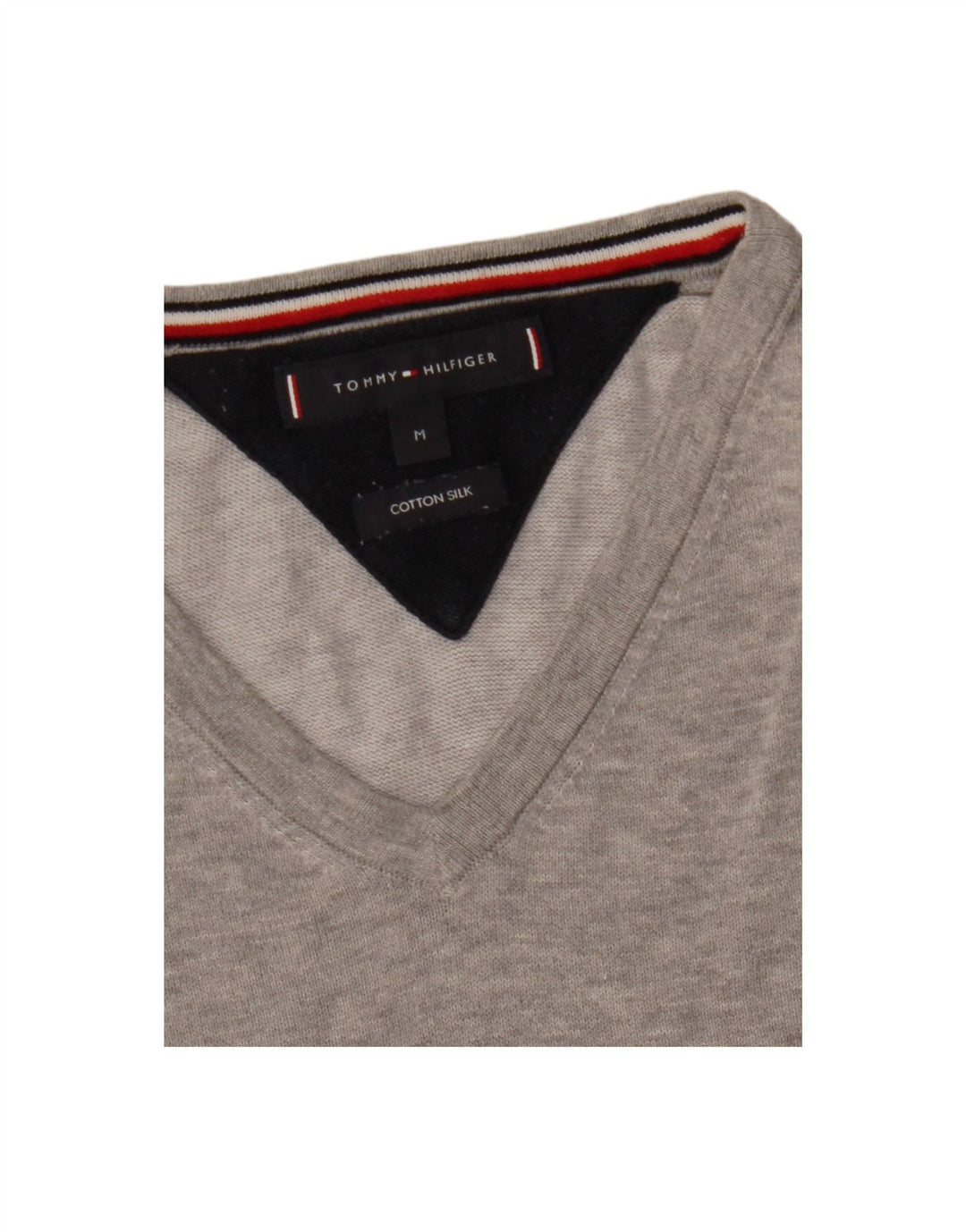 Suéter masculino TOMMY HILFIGER com decote em V cinza médio